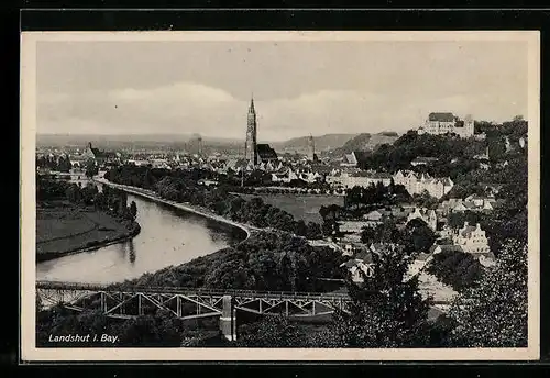 AK Landshut i. Bay., Totalansicht aus der Vogelschau