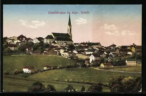 AK Waldkirchen im bayr. Wald, Ortsansicht mit Kirche