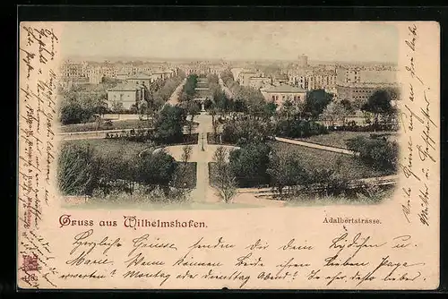 AK Wilhelmshaven, Blick über die Adalbertstrasse auf die Stadt