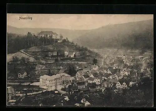 AK Neuenbürg, Generalansicht mit dem Schloss auf dem Berg