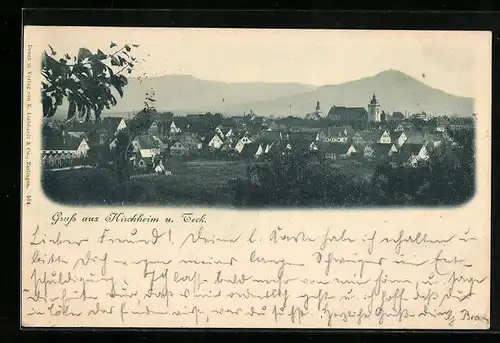 AK Kirchheim, Panoramaansicht mit Teck