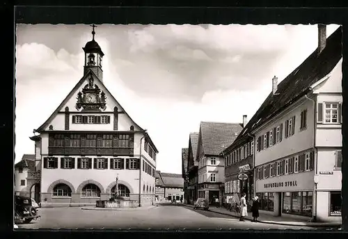 AK Metzingen, das Rathaus am Marktplatz