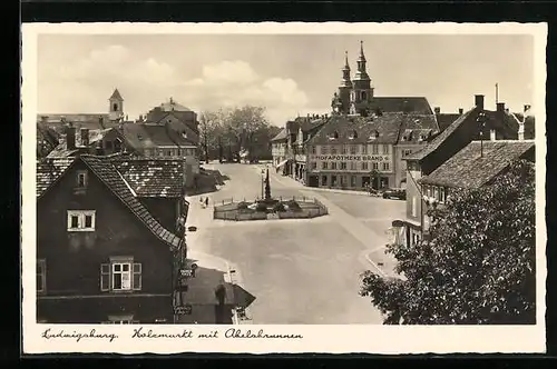 AK Ludwigsburg, Blick auf den Holzmarkt mit dem Abelsbrunnen