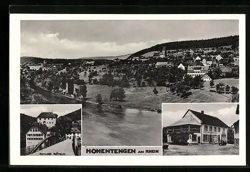 AK Hohentengen am Rhein, Generalansicht, Schloss Röteln, vor dem Gasthof