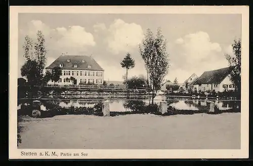 AK Stetten a. K. M., Blick auf die Häuser am Seeufer