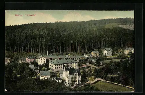 AK Eichwald, Ortsansicht aus der Vogelschau