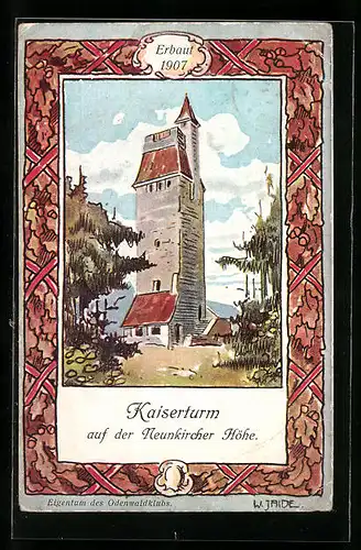 Künstler-AK Gadernheim, Neunkircher Höhe, Der Kaiserturm