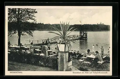 AK Biesenthal, Strandbad mit Blick auf Polizei-Kuranstalt