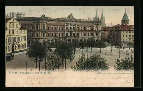 AK Kassel, am Königsplatz mit Hauptpost
