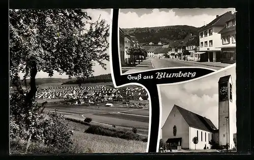 AK Blumberg, Blick auf die Kirche, Strassenpartie