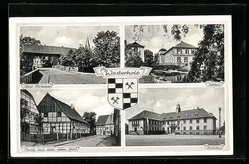 AK Westerholt, Alter Torbogen, Rathaus, Schloss, Wappen