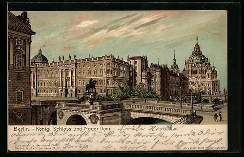 Lithographie Berlin, Königl. Schloss und neuer Dom