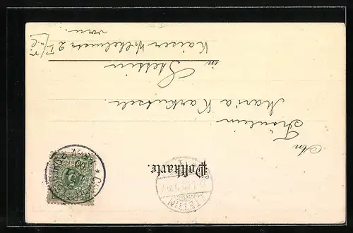 Lithographie Berlin, Illuminierter Wasserfall im Vicktoria Park