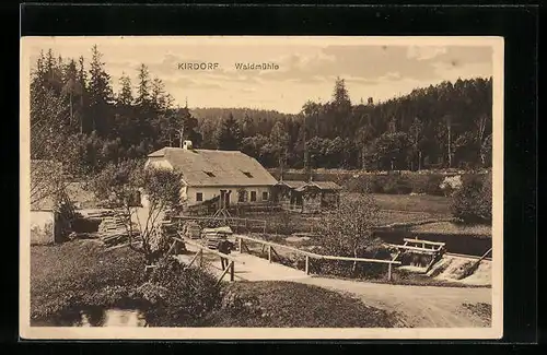 AK Kirdorf, Waldmühle mit Umgebung und Brücke