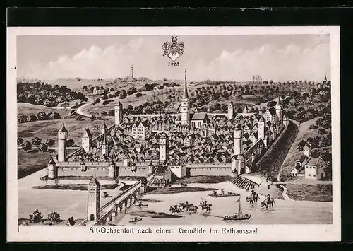 Künstler-AK Ochsenfurt, Alt-Ochsenfurt, Wappen