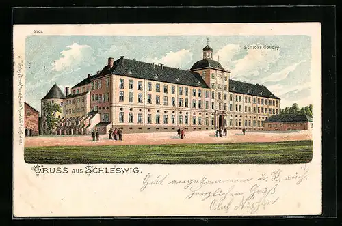 Lithographie Schleswig, Schloss Gottorp