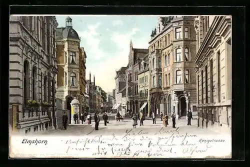 AK Elmshorn, Königstrasse mit Geschäften