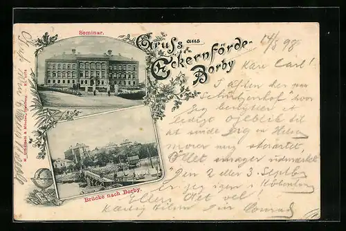 AK Eckernförde-Borby, Brücke nach Borby und Seminar