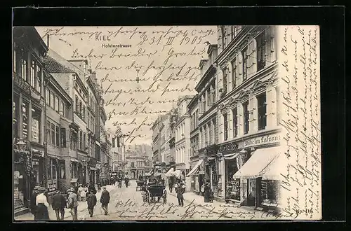 AK Kiel, Holstenstrasse mit Pferdekutschen