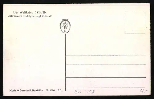 Künstler-AK Kürrasiere verfolgen engl. Reiterei, Kavallerie