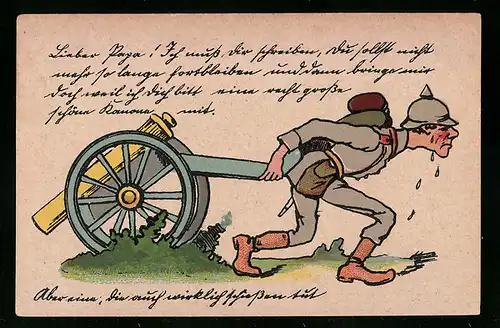 AK Soldat der Artillerie mit einer Kanone