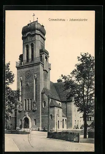 AK Crimmitschau, Johanniskirche, Strassenansicht