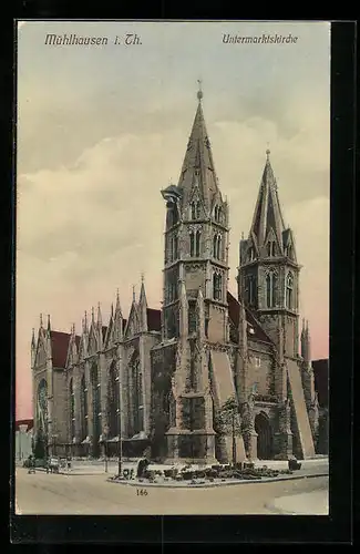 AK Mühlhausen i. Thür., auf dem Vorplatz der Untermarktskirche
