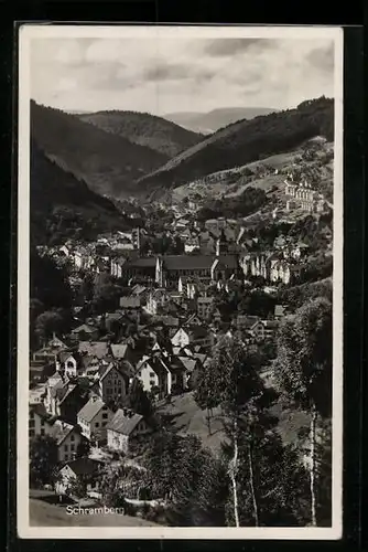 AK Schramberg, Ortsansicht mit Fernblick aus der Vogelschau