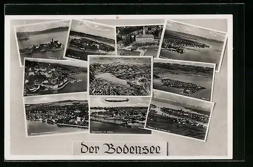 AK Friedrichshafen a. B., Zeppelin, Lindau i. B., Meersburg mit Dampfern