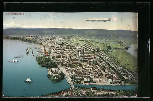 AK Konstanz, Zeppelin über der Stadt