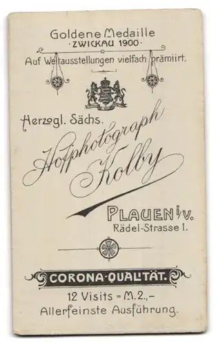 Fotografie Kolby, Plauen i. V., Rädel-Strasse 1, Bürgerliches Fräulein mit gestrickten Handschuhen