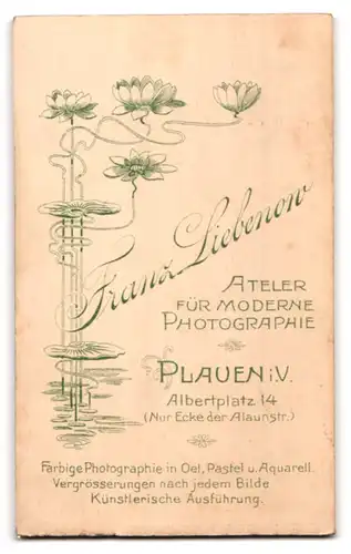 Fotografie Franz Liebenow, Plauen i. V., Albertplatz 4, Bürgerliche Dame im Puffärmelkleid