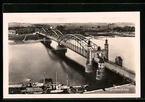 AK Tilsit, Schiff an der Königin-Luise-Brücke