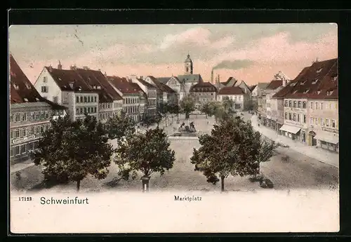 AK Schweinfurt, Marktplatz aus der Vogelschau