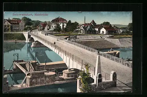 AK Schweinfurt, Ortsansicht mit Mainbrücke