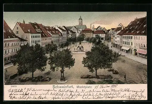 AK Schweinfurt, Marktplatz, von oben gesehen