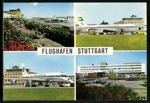 AK Stuttgart, Flughafen, Flugzeug der Lufthansa, Flugzeug der Pan American