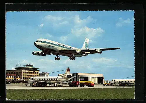 AK Suttgart, Flughafen mit Flugzeug der Pan American