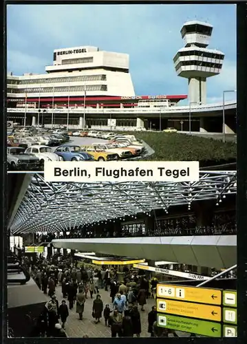 AK Berlin-Tegel, Flughafentower und Abflughalle