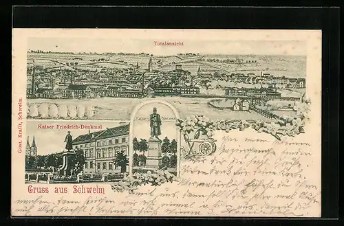 AK Schwelm, Totalansicht, Kaiser Friedrich-Denkmal, Kaiser-Denkmal