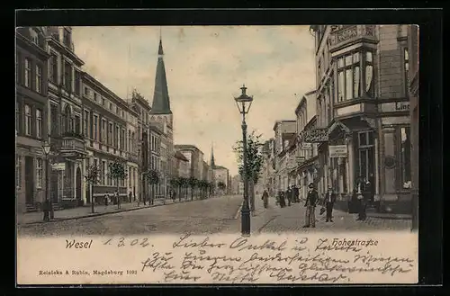 AK Wesel, Hohestrasse mit Geschäften