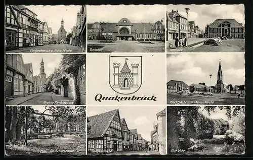AK Quakenbrück, Bahnhof, Rathaus, Wappen