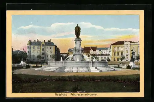 AK Augsburg, Partie am Prinzregentenbrunnen