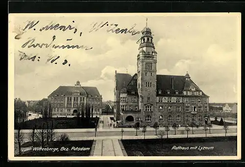 AK Wittenberge Bez. Potsdam, Rathaus mit Lyzeum