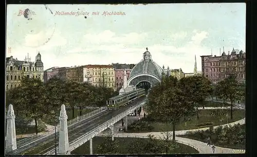 AK Berlin-Schöneberg, Nollendorfplatz mit Hochbahn