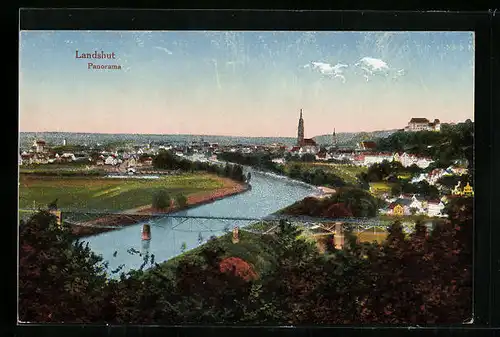 AK Landshut, Panorama der Isarstadt