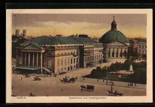 AK Berlin, Opernhaus und Hedwigskirche