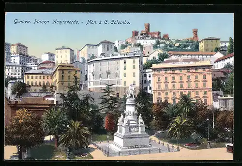 AK Genova, Piazza Acquaverde, Mon. a C. Colombo