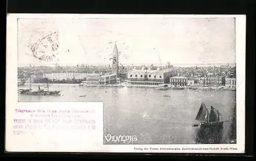 AK Venedig, Blick auf den Hafen