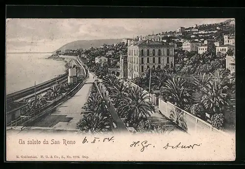 AK San Remo, Teilansicht mit Uferpromenade